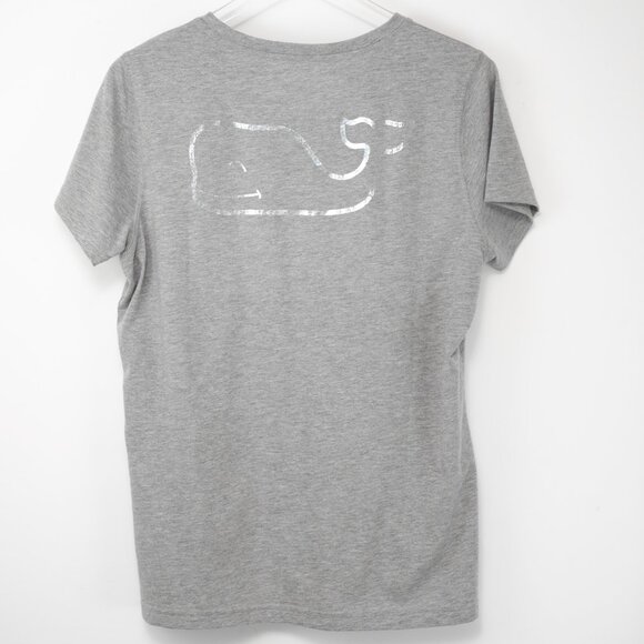 Vineyard Vines Short Sleeve Pocket Tee Foil Whale Heather Gray Size Large New - Picture 1 of 5